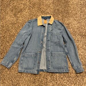 GAP Blue Denim Jacket with Tan Collar